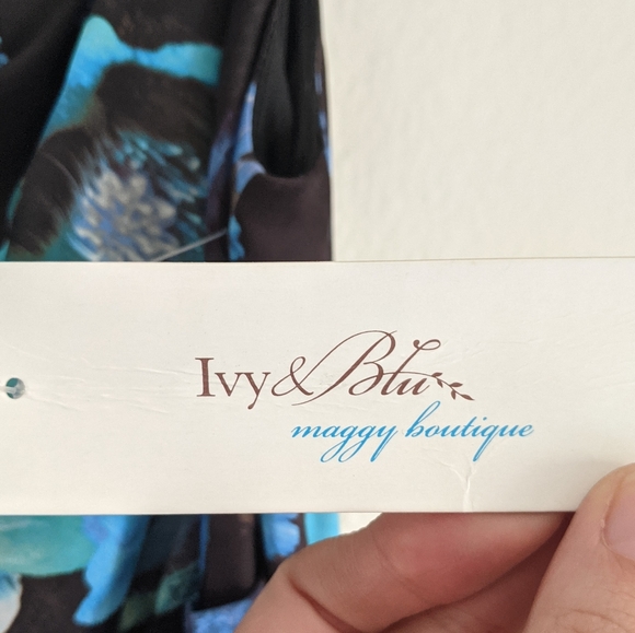 Ivy Blu Dark Floral V Neck Dress Sz 8 - Picture 6 of 9